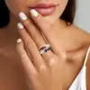 2.5ctw Heart Cut Blue Sapphire and Ruby Stackable Ring Set