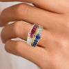2.5ctw Heart Cut Blue Sapphire and Ruby Stackable Ring Set