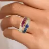 2.5ctw Heart Cut Blue Sapphire and Ruby Stackable Ring Set