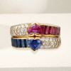 2.5ctw Heart Cut Blue Sapphire and Ruby Stackable Ring Set