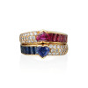 2.5ctw Heart Cut Blue Sapphire and Ruby Stackable Ring Set