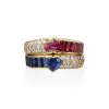 2.5ctw Heart Cut Blue Sapphire and Ruby Stackable Ring Set