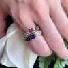 2.5ctw Heart Cut Blue Sapphire and Ruby Stackable Ring Set