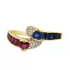 2.5ctw Heart Cut Blue Sapphire and Ruby Stackable Ring Set