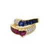 2.5ctw Heart Cut Blue Sapphire and Ruby Stackable Ring Set
