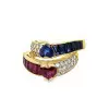 2.5ctw Heart Cut Blue Sapphire and Ruby Stackable Ring Set