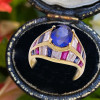 2.5ct Oval Cut Blue Sapphrie Art-deco Engagement Ring