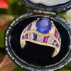 2.5ct Oval Cut Blue Sapphrie Art-deco Engagement Ring