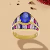 2.5ct Oval Cut Blue Sapphrie Art-deco Engagement Ring
