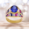 2.5ct Oval Cut Blue Sapphrie Art-deco Engagement Ring