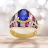 2.5ct Oval Cut Blue Sapphrie Art-deco Engagement Ring