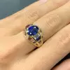2.5ct Oval Cut Blue Sapphrie Art-deco Engagement Ring