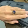 2.5ct Oval Cut Blue Sapphrie Art-deco Engagement Ring