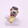 2.5ct Oval Cut Blue Sapphrie Art-deco Engagement Ring