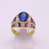 2.5ct Oval Cut Blue Sapphrie Art-deco Engagement Ring