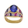 2.5ct Oval Cut Blue Sapphrie Art-deco Engagement Ring