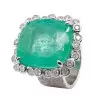 20ct Cushion Cut Emerald Halo Flush Set Cocktail Ring