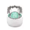 20ct Cushion Cut Emerald Halo Flush Set Cocktail Ring