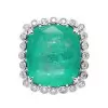 20ct Cushion Cut Emerald Halo Flush Set Cocktail Ring