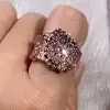 4ctw Round Cut Pink Sapphire Cluster Asymmetric Cocktail Ring