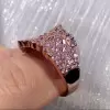 4ctw Round Cut Pink Sapphire Cluster Asymmetric Cocktail Ring