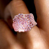 4ctw Round Cut Pink Sapphire Cluster Asymmetric Cocktail Ring