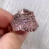 4ctw Round Cut Pink Sapphire Cluster Asymmetric Cocktail Ring