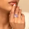 4ctw Round Cut Pink Sapphire Cluster Asymmetric Cocktail Ring