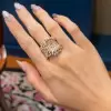 4ctw Round Cut Pink Sapphire Cluster Asymmetric Cocktail Ring