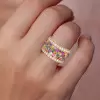 7ctw Round Cut Multicolor Sapphire Paved Wedding Band