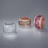 7ctw Round Cut Multicolor Sapphire Paved Wedding Band