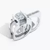 3ct Round Cut Modern Style Square Wedding Ring Set
