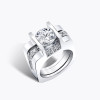3ct Round Cut Modern Style Square Wedding Ring Set