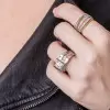 3ct Round Cut Modern Style Square Wedding Ring Set
