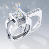 3ct Round Cut Modern Style Square Wedding Ring Set