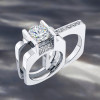 3ct Round Cut Modern Style Square Wedding Ring Set