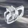 3ct Round Cut Modern Style Square Wedding Ring Set