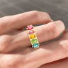 3.7ctw Oval Cut Multicolor Sapphire Five Stone Promise Ring