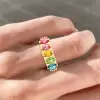 3.7ctw Oval Cut Multicolor Sapphire Five Stone Promise Ring