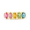 3.7ctw Oval Cut Multicolor Sapphire Five Stone Promise Ring
