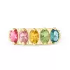 3.7ctw Oval Cut Multicolor Sapphire Five Stone Promise Ring