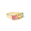 3.7ctw Oval Cut Multicolor Sapphire Five Stone Promise Ring
