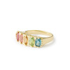 3.7ctw Oval Cut Multicolor Sapphire Five Stone Promise Ring