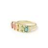3.7ctw Oval Cut Multicolor Sapphire Five Stone Promise Ring
