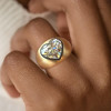 3.5ct Heart Cut Two Tone Matte Bombe Ring