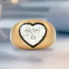 3.5ct Heart Cut Two Tone Matte Bombe Ring