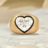 3.5ct Heart Cut Two Tone Matte Bombe Ring