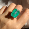 20ct Large Crown Emerald Two Tone Statement Cocktail Ring