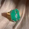 20ct Large Crown Emerald Two Tone Statement Cocktail Ring