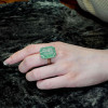 20ct Large Crown Emerald Two Tone Statement Cocktail Ring